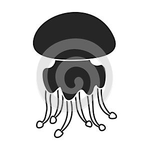 Jellyfish vector icon. Black vector icon isolated on white background jellyfish