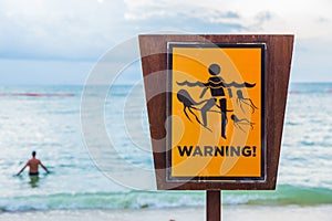 Jellyfish warning sign at a beach in Thailand
