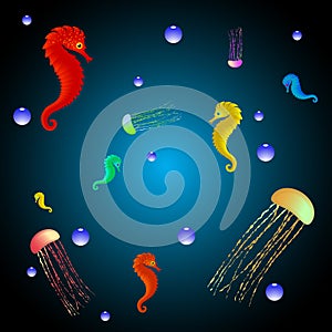 Jellyfishes and seahorses