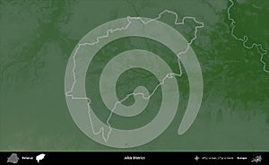 Jelsk District outlined, Belarus. Physical