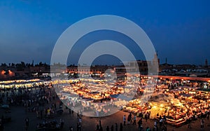 Jemaa el-Fnaa square at evening - Marakech, Morocco