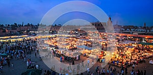 Jemaa el-Fnaa square at evening - Marakech, Morocco