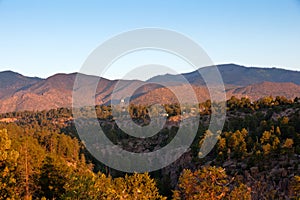 The Jemez Mountains at sunrise in Los Alamos photo