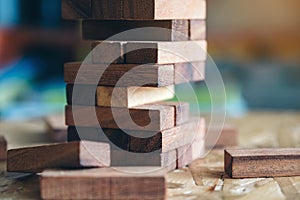 A Jenga or Tumble tower wooden block game