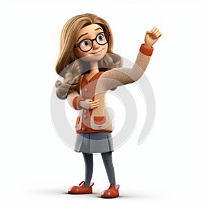 Jennifer In Glasses Pointing Cartoon photo