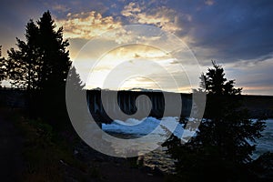 Jenny lake dam at sunset in grand Teton National Park