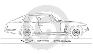 Jensen Interceptor vintage car silhouette, vector illustration photo