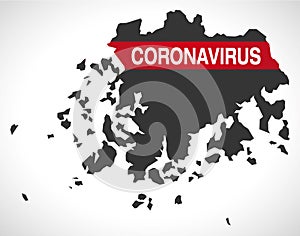 Jeollanam SOUTH KOREA province map with Coronavirus warning illustration