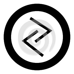 Jera rune year yeild harvest symbol icon black color vector in circle round illustration flat style image photo
