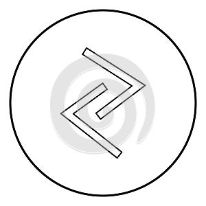 Jera rune year yeild harvest symbol icon outline black color vector in circle round illustration flat style image photo