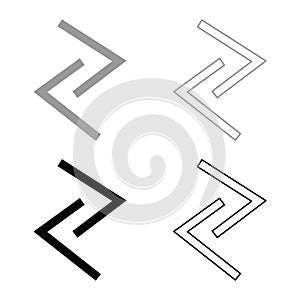 Jera rune year yeild harvest symbol icon set grey black color illustration outline flat style simple image photo