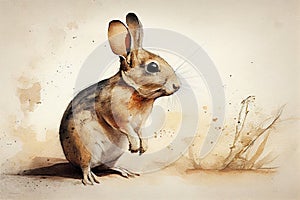 Jerboa drawing with bit of watercolour