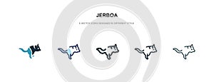 Jerboa icon in different style vector illustration. two colored and black jerboa vector icons designed in filled, outline, line