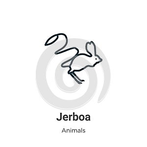 Jerboa outline vector icon. Thin line black jerboa icon, flat vector simple element illustration from editable animals concept