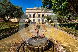 Jerez de la Frontera, Spain - Nov 15, 2019: Moorish Alcazar in Jerez de la Frontera, ancient stone fortress, Spain