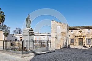 Jerez de la Frontera, Spain - September 7, 2023: Church tribute to Pope John Paul II in Jerez de la Frontera, Andalusia.