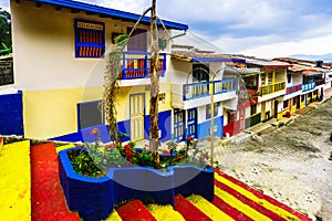 View on Jerico, Colombia, Antioquia, streets of the colonial city, located in the southwest of Antioquia, Colombia photo