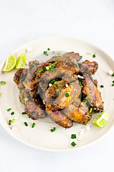 Jerk Chicken Wings Photo on a White Background