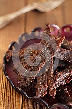 Jerky beef cured spiced meat