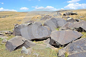 Jermuk, Armenia, stones with petroglyphs of the 7