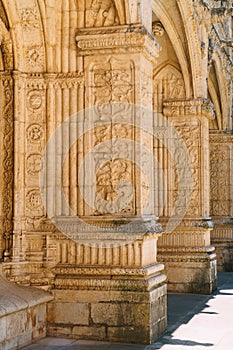 Jeronimos Hieronymites Monastery Of Saint Jerome In Lisbon, Portugal Is Built In Portuguese Late Gothic Manueline Style