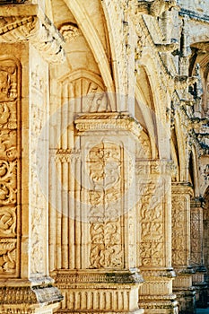 Jeronimos Hieronymites Monastery Of Saint Jerome In Lisbon, Portugal Is Built In Portuguese Late Gothic Manueline Style