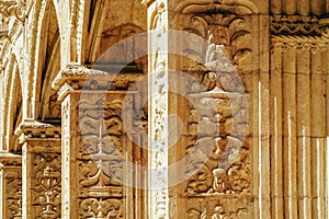 Jeronimos Hieronymites Monastery Of Saint Jerome In Lisbon, Portugal Is Built In Portuguese Late Gothic Manueline Style