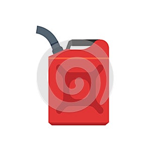 Jerry can red canister diesel handle flat cap jug vector icon. Produce machine gallon fuel. Car cantainer motor oil