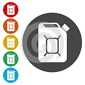 Jerrycan fuel icons set