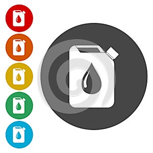 Jerrycan fuel icons set