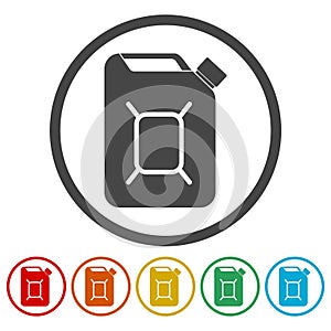 Jerrycan fuel icons set