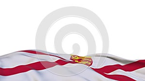 Jersey fabric flag waving on the wind loop. Jersky embroidery stiched cloth banner swaying on the breeze. Half-filled white