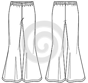 Jersey or woven fabric pants, from and back view photo