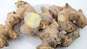 Jerusalem artichoke or sunchoke on white background Healthy and benefits of sunroot