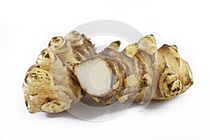 Jerusalem artichoke on white