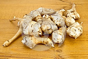 Jerusalem artichokes on the board
