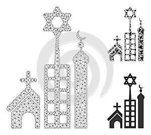 Jerusalem City Vector Mesh 2D Model and Triangle Mosaic Icon
