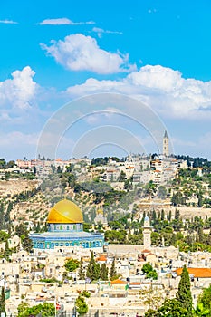 Jerusalem dominated by golden cupola of the dome of the rock, Israel