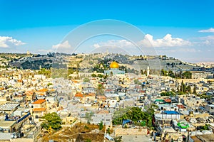 Jerusalem dominated by golden cupola of the dome of the rock, Israel