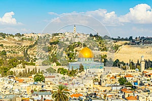 Jerusalem dominated by golden cupola of the dome of the rock, Israel