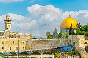 Jerusalem dominated by golden cupola of the dome of the rock, Israel