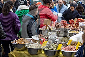 Jerusalem Israe View of unidentified people shopping at Mahane Yehuda market in Jerusalem before the time when the