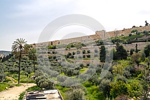 Jerusalem, Israel - 10 April, 2023. View of the old city walls