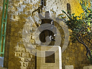 Sculpture of King David in the old city of Jerusalem, Israel