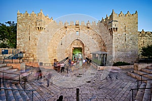 Jerusalem Israel. Damascus gate at sunset