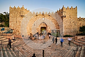 Jerusalem Israel. Damascus gate at sunset