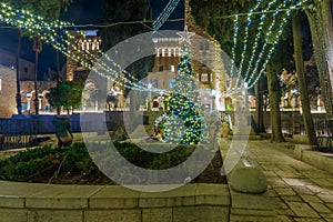 Historic YMCA Jerusalem compound, with Christmas tree and lights
