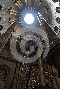 Jerusalem, Israel, January 29, 2020: The ceiling over Christ grave in the holy church in Jerusalem