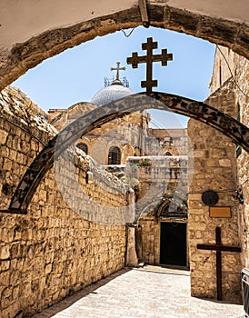 Jerusalem, Israel. June 12, 2021: Coptic Orthodox Patriarchate in Jerusalem Old City