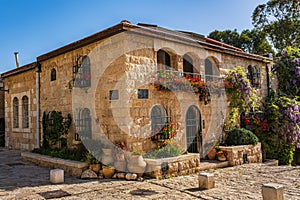 Jerusalem, Israel - June 12, 2021: Old houses in Yemin Moshe district, Jerusalem, Israel